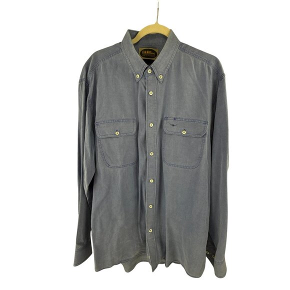 R.M. Williams Blue Cotton Button-Up Shirt Size XL Long Sleeves Western Workwear - Picture 8 of 9